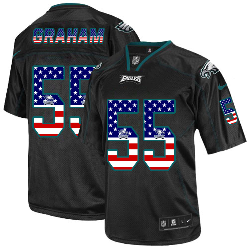 Nike Eagles #55 Brandon Graham Black Men's Stitched NFL Elite USA Flag Fashion Jersey - Click Image to Close